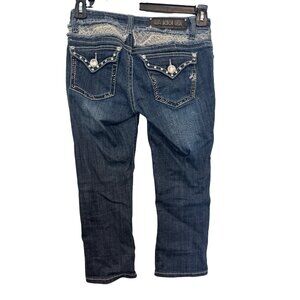 L.A. Idol Rhinestone Embellished Capri Denim Jeans Womens Size 5 W29 L18